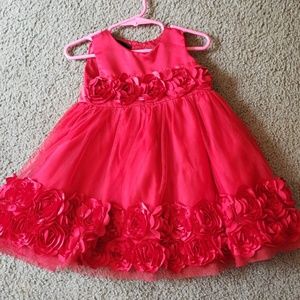 Red flower  girls dress
